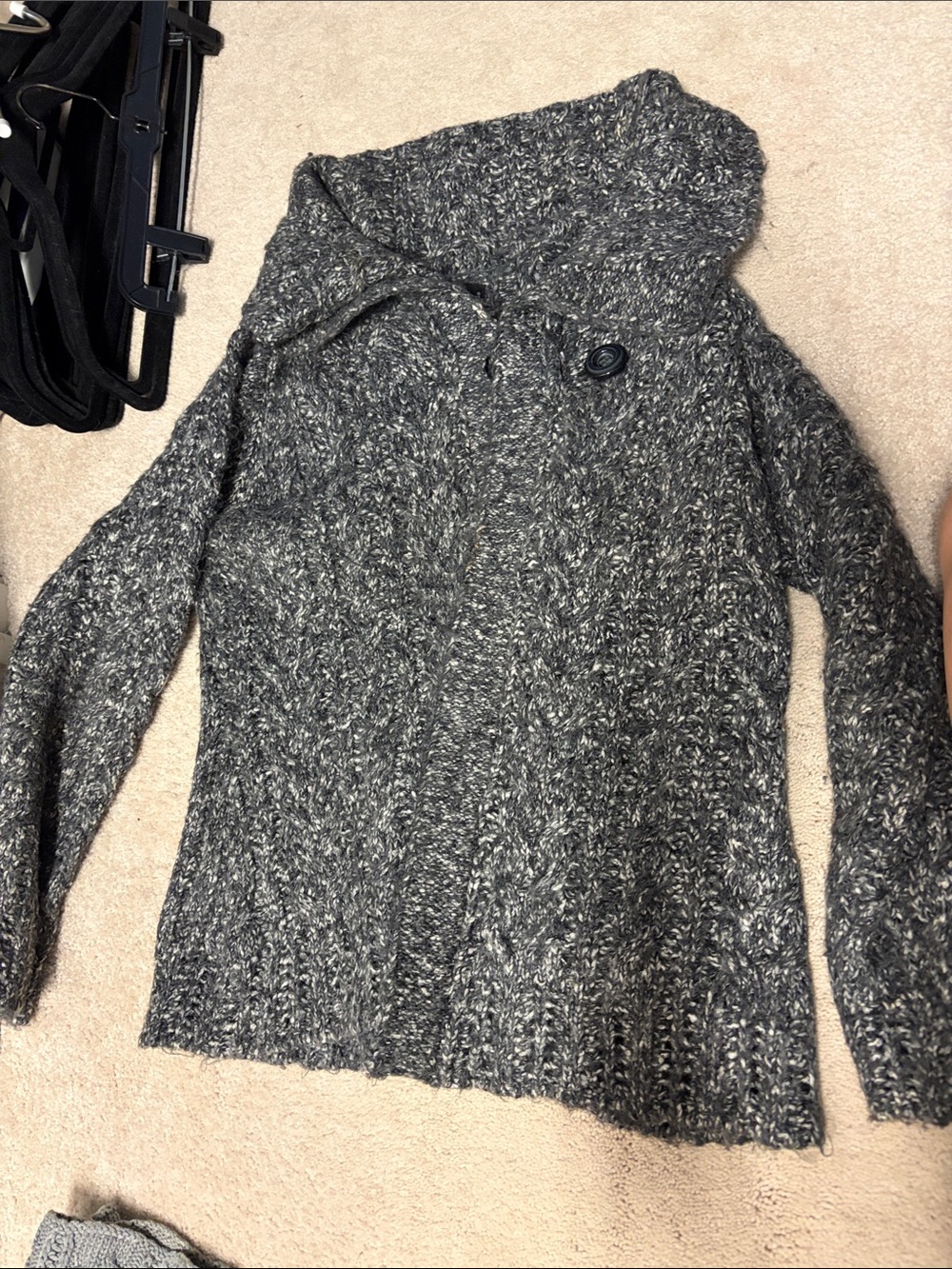 mercer & madison Charcoal Marled Hooded Cardigan